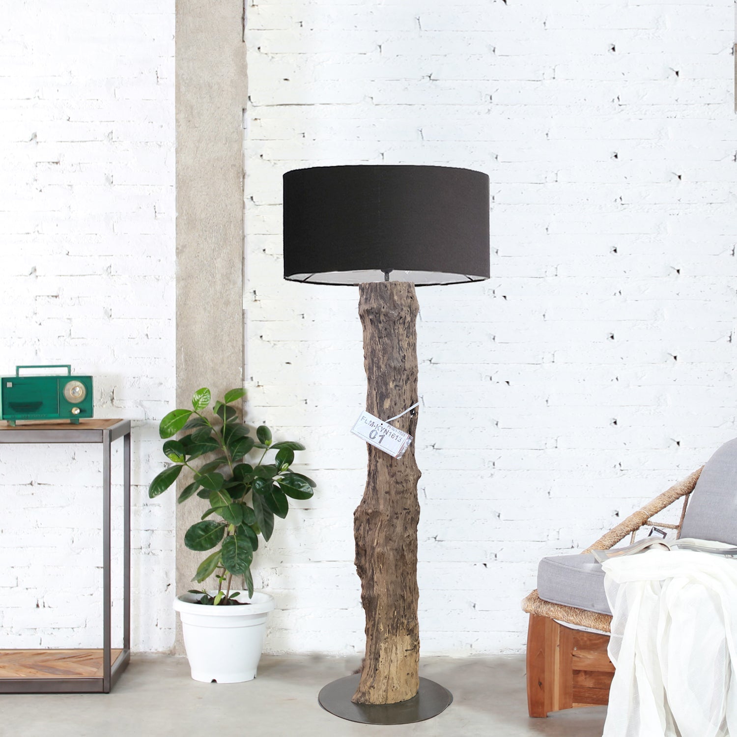 Gulvlampe træstamme KENYON højde 160 cm
