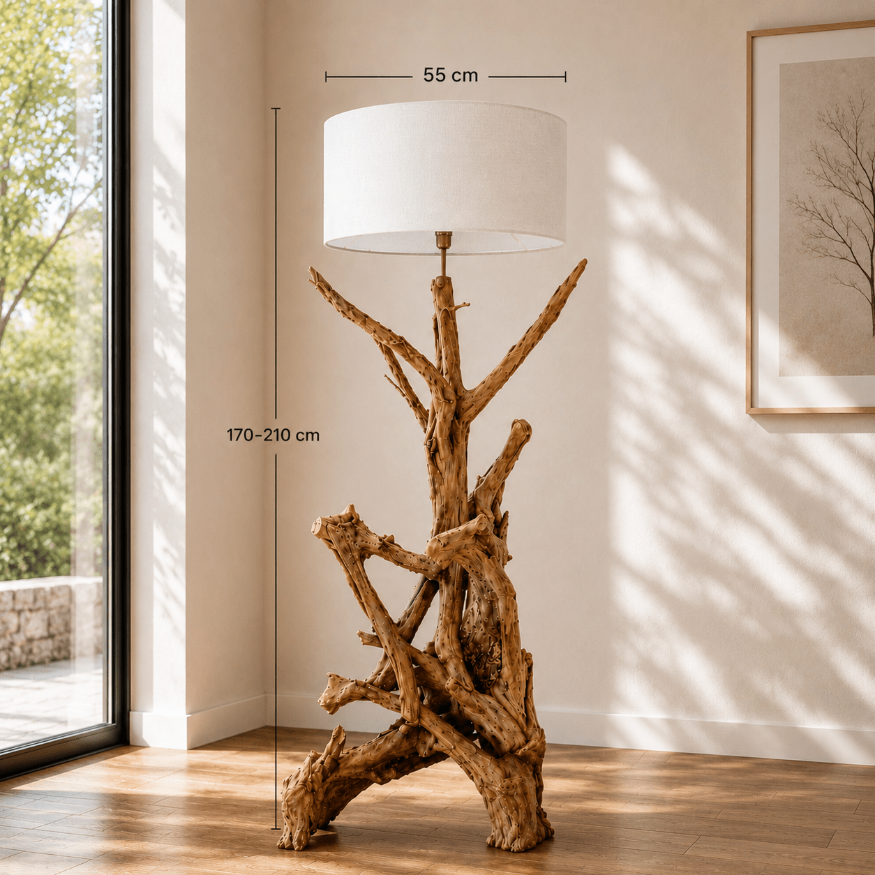Stojací lampa Teak Root RIAZ  | vč. stínidla