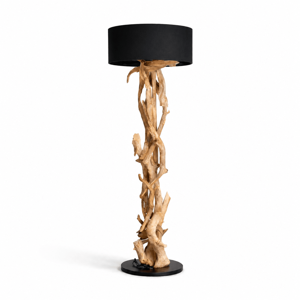 Stojací lampa z teakového dřeva BLUMA | Výška 180 cm | včetně stínidla
