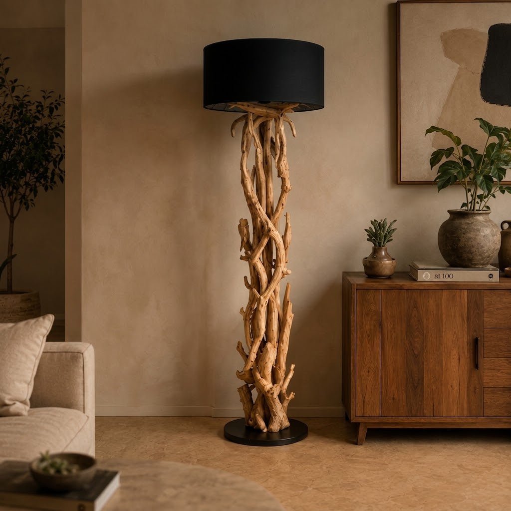 BLUMA Teakholz Stehlampe Höhe 180 cm