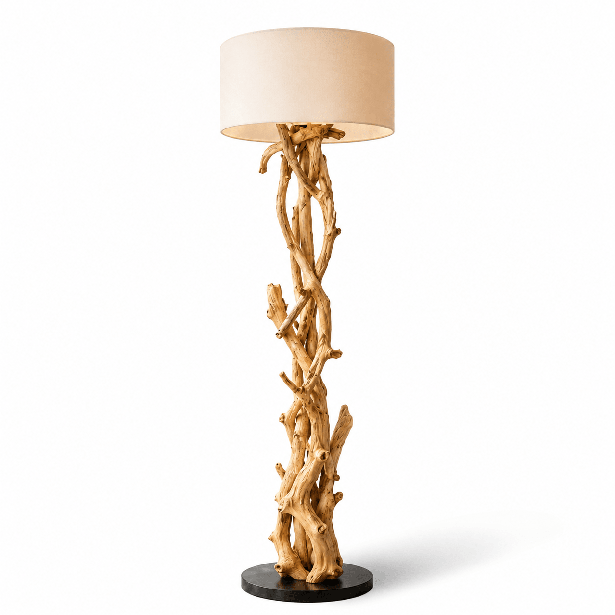 Stehlampe Teakholz BLUMA  | Höhe 180 cm | inkl. Lampenschirm