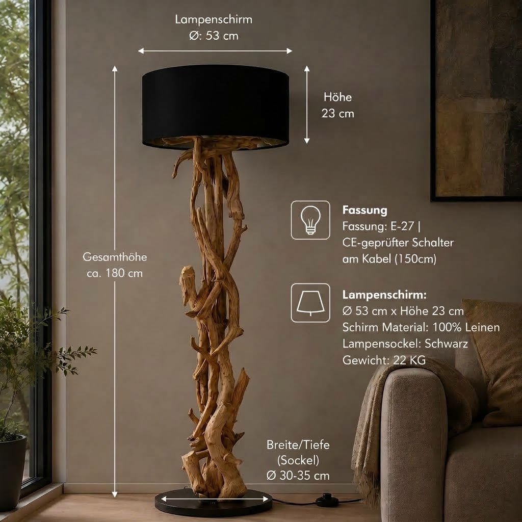 BLUMA Teakholz Stehlampe Höhe 180 cm