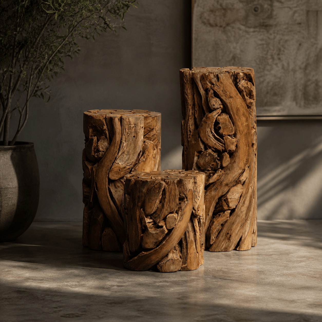 Teak Holz Säule XILON rund
