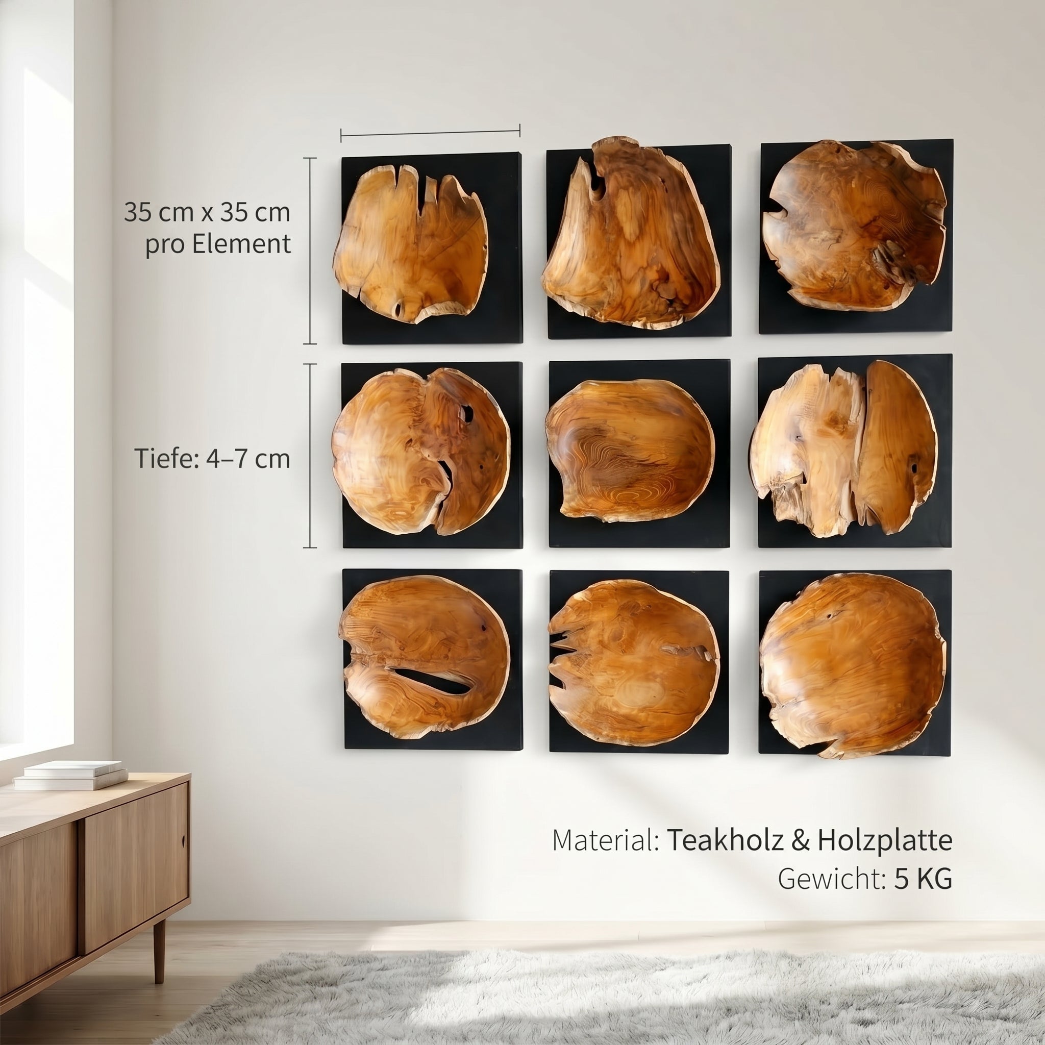 Fototapeta z drewna tekowego FLORENT 35 cm x 35 cm