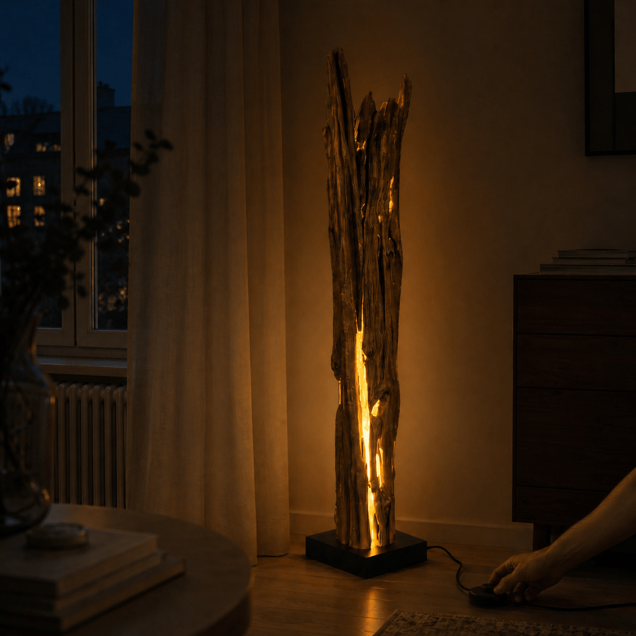 Teaková stojací lampa ALMA | Výška 180 cm