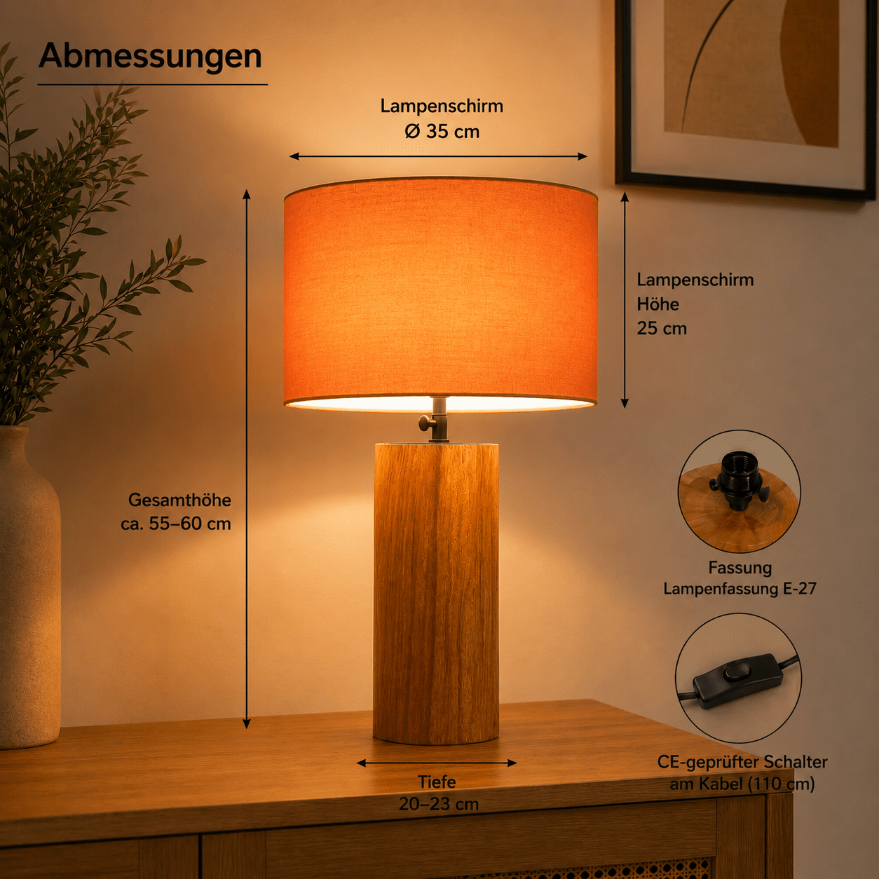 Lampe racine de table RANTING marron