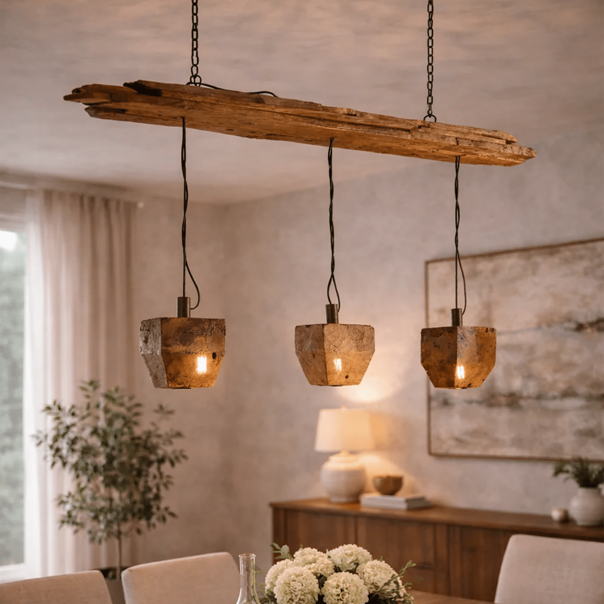 Lámpara colgante de madera flotante LUMEN 120cm