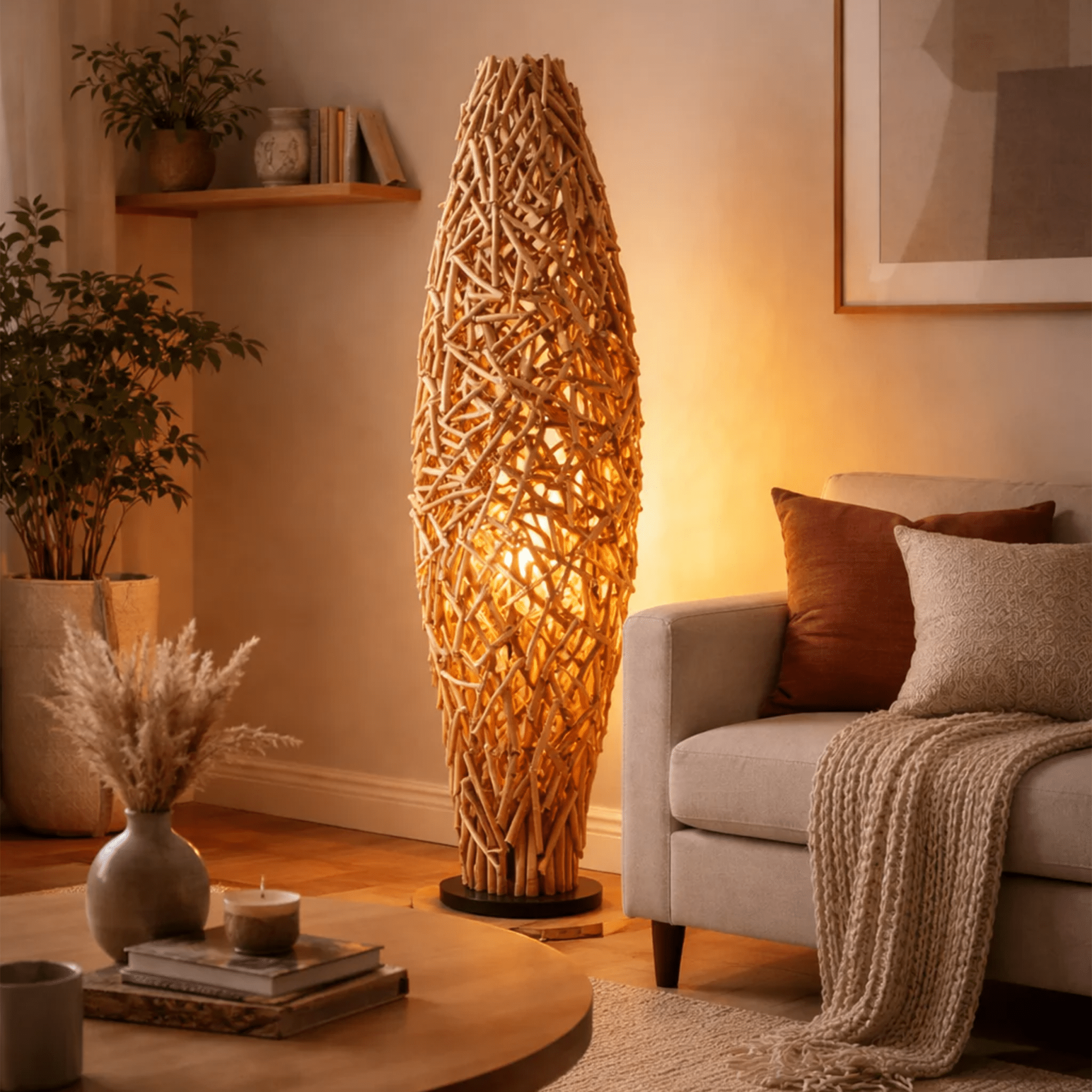 Stojací lampa z naplaveného dřeva CACTUS