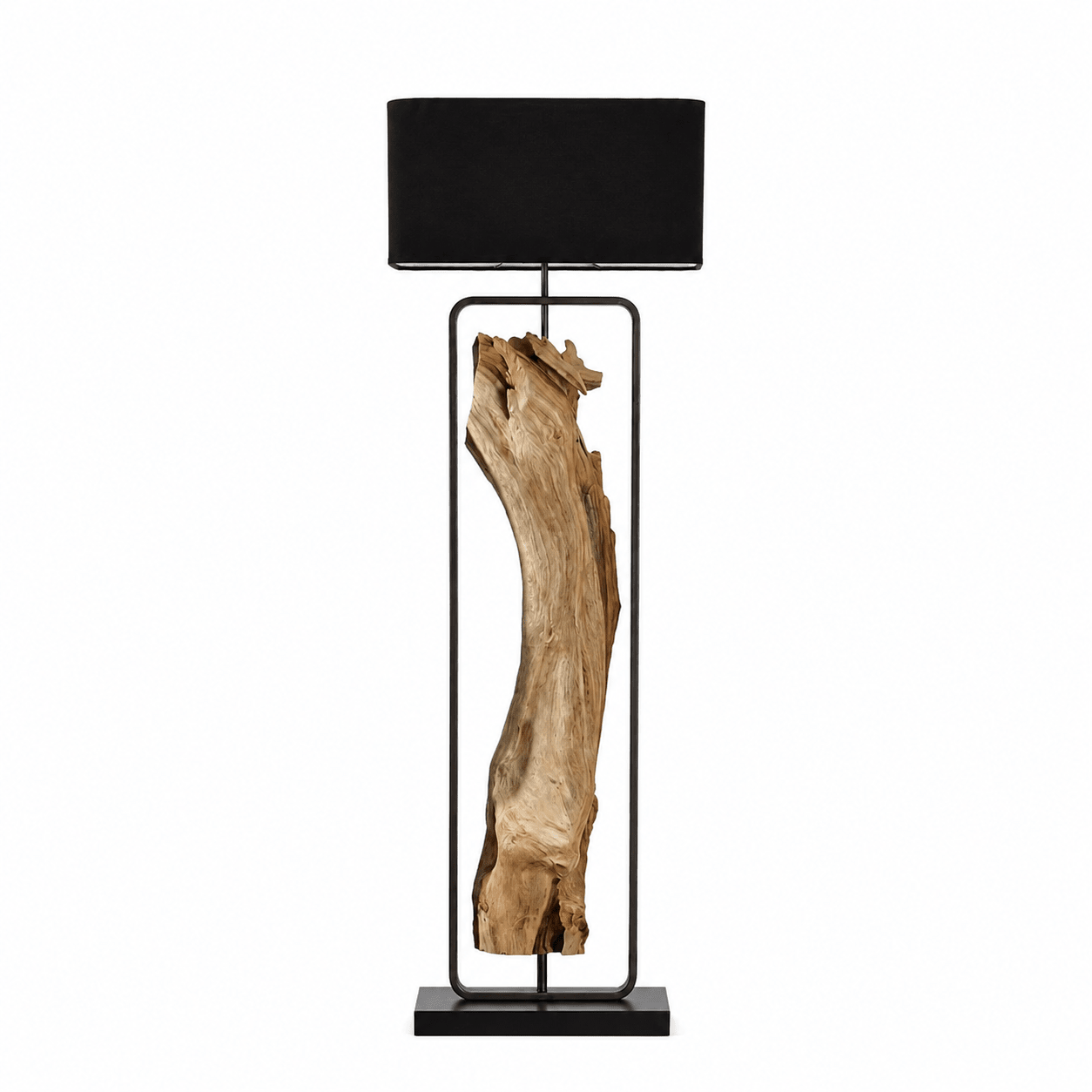 Stojací lampa Driftwood olivová 150 cm stínidlo černé