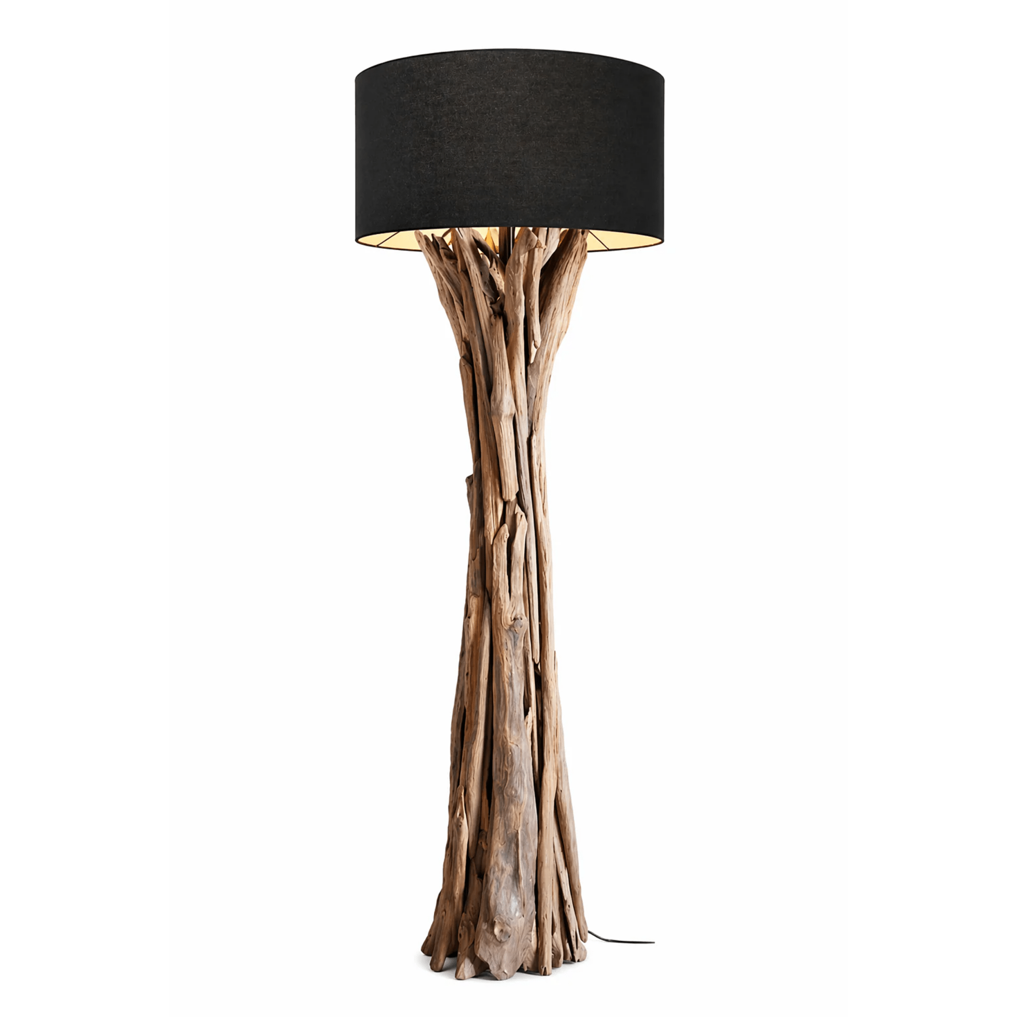 Stojací lampa Driftwood Quinton stínidlo černá / 195 cm