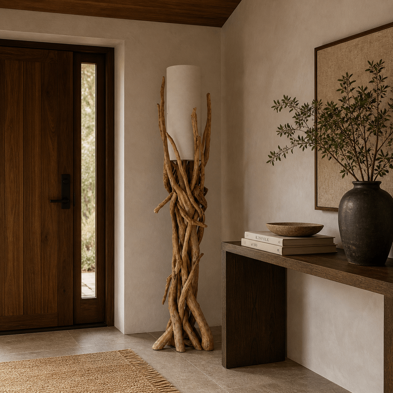 Stojací lampa Driftwood VILLA Stínidlo Příroda 180 cm