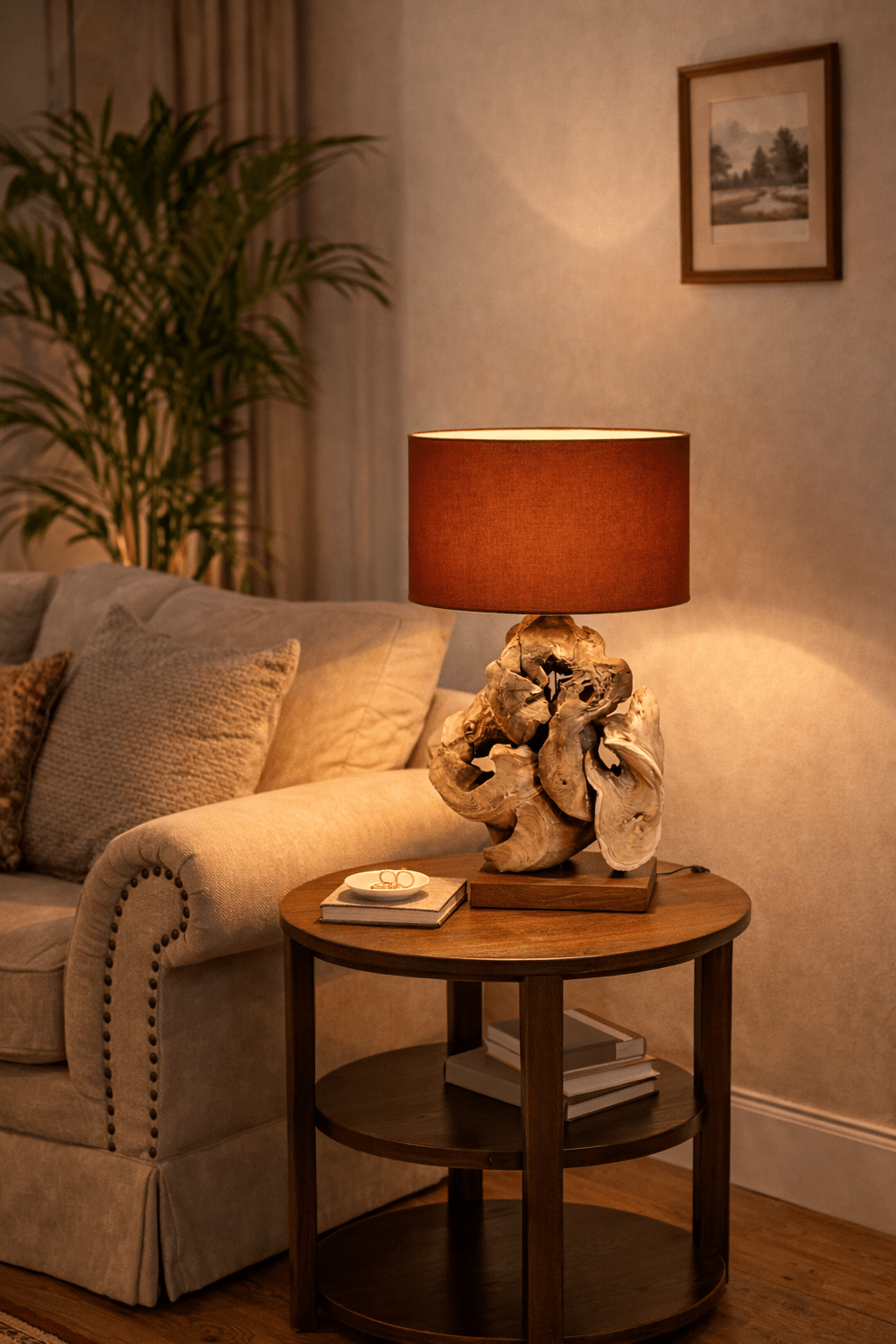 Stolní lampa Driftwood CLOVER výška 70 cm / stínidlo hnědé
