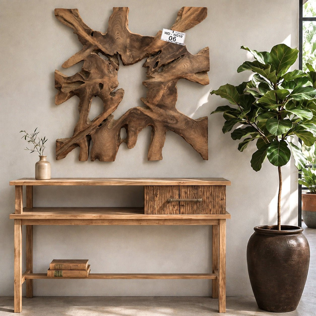 Wandbild NAGA 100cm x 100cm aus Teak Holz