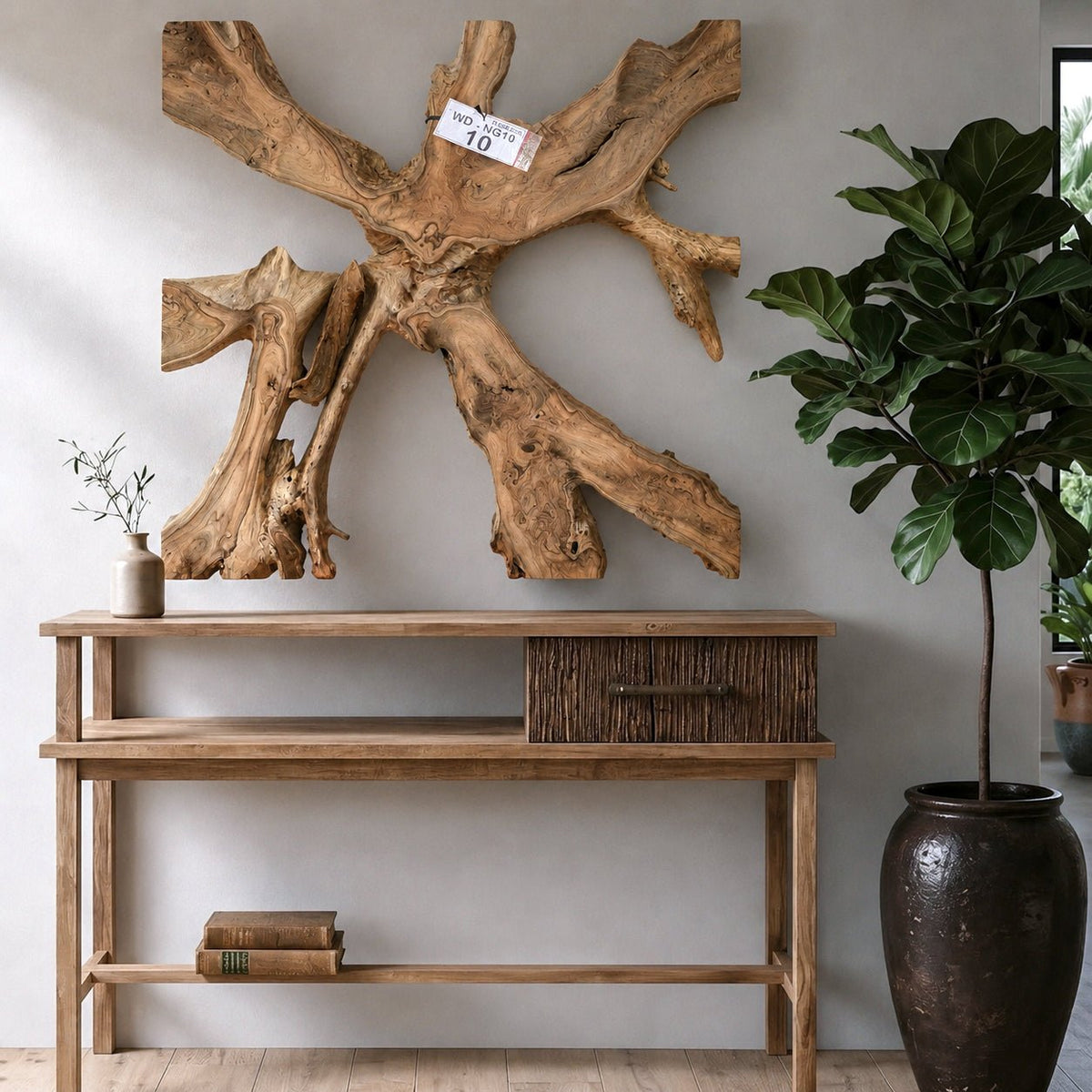 Wandbild NAGA 100cm x 100cm aus Teak Holz