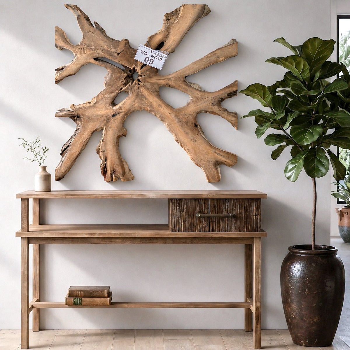 Wandbild NAGA 100cm x 100cm aus Teak Holz