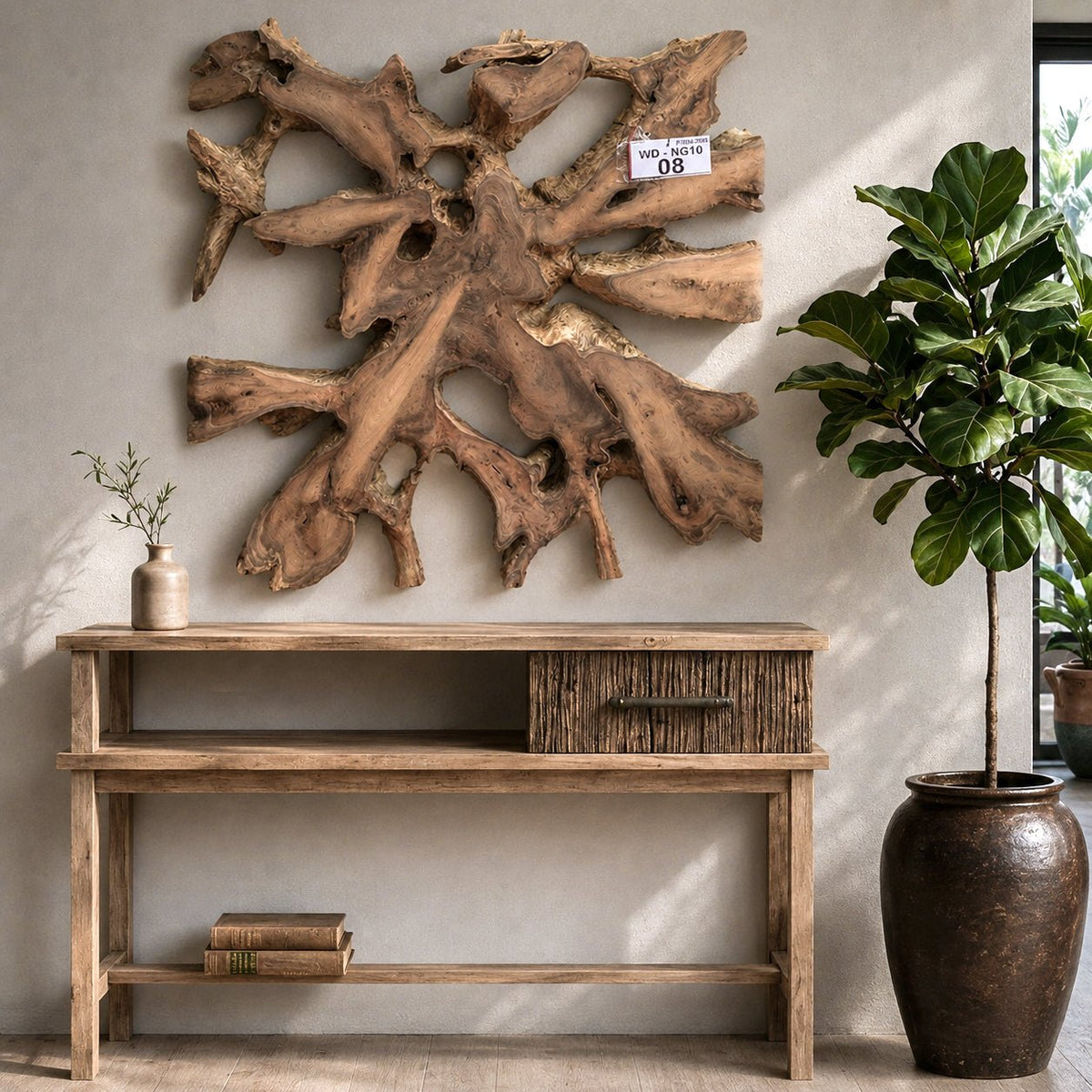 Wandbild NAGA 100cm x 100cm aus Teak Holz