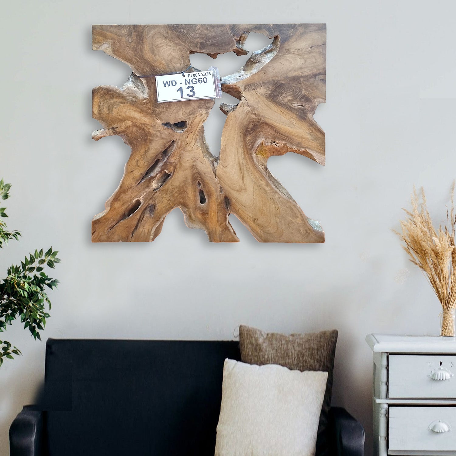 Wandbild NAGA 60cm x 60cm aus Teak Holz
