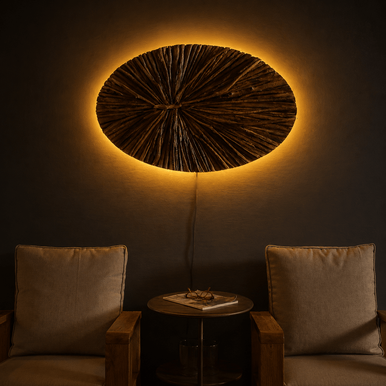 Lampada da parete in legno LUNARE