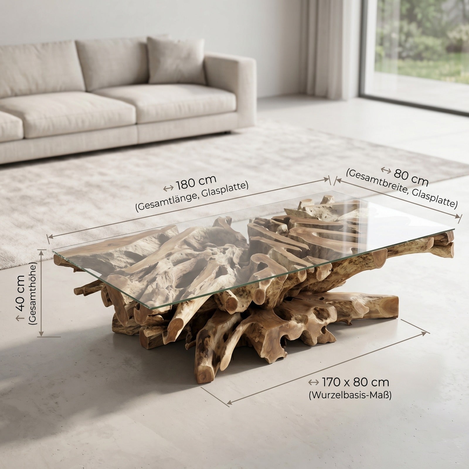 Masuta de cafea sufragerie NAGA XL cu blat din sticla 180cm x 90cm