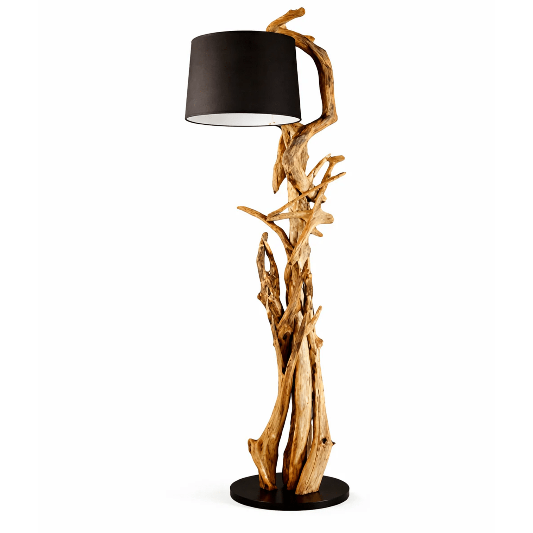 Kořenová dřevěná lampa MORGAN vč. černé stínidlo