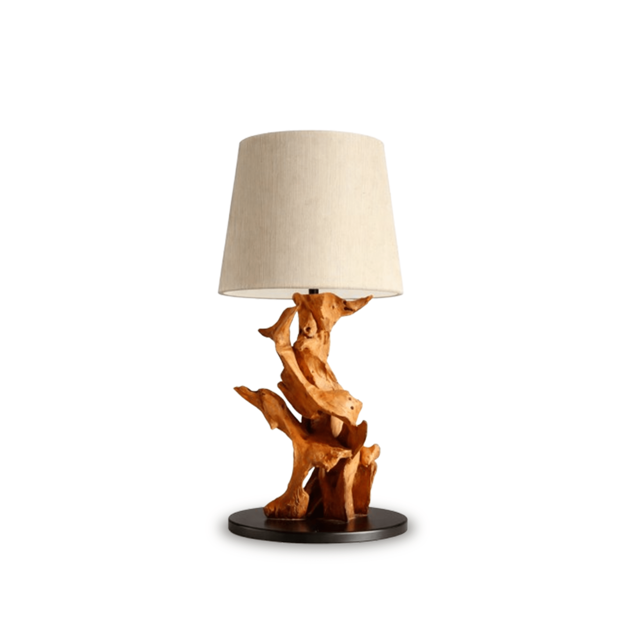 Wurzelholz Tischlampe Ikal Höhe 82cm inkl. Lampenschirm in