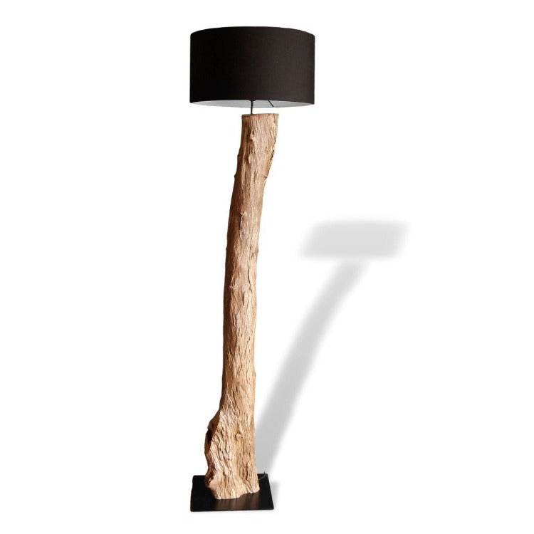 Holzstamm Stehlampe XL mit Lampenschirm von Exotischerleben