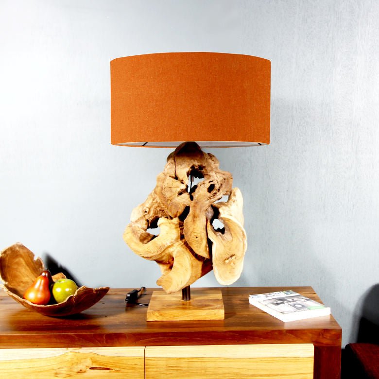 Tischlampe Treibholz mit Lampenschirm von Exotischerleben