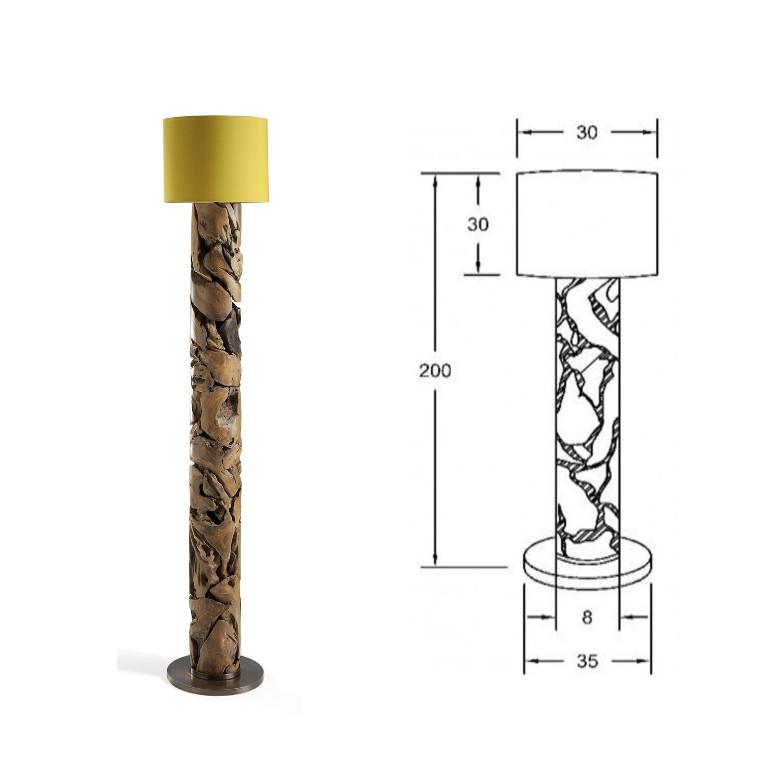 Treibholz Stehlampe XILON yellow | Höhen: 115 cm, 145 cm und 200 cm