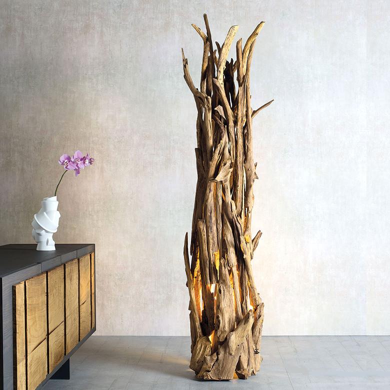Dřevěná stojací lampa Burl 150 cm Exotický život