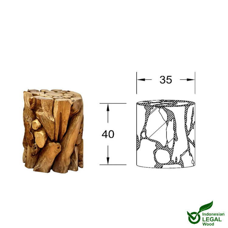 Teakový sloupek 40cm kulatý od Exotierleben